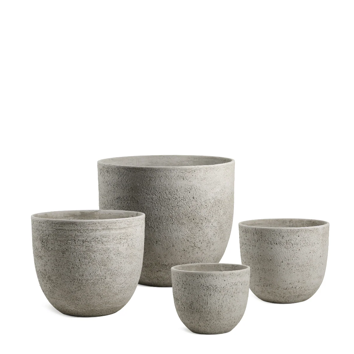 4 Cache-Pots Terra arrondi blanc gris