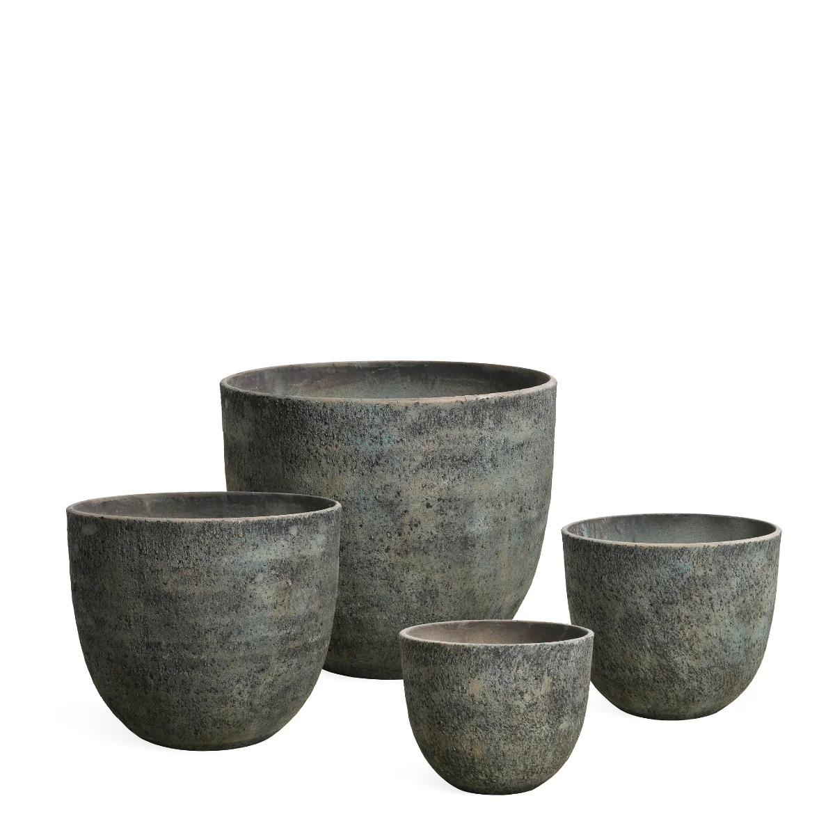 4 Cache-Pots Terra arrondis gris-vert
