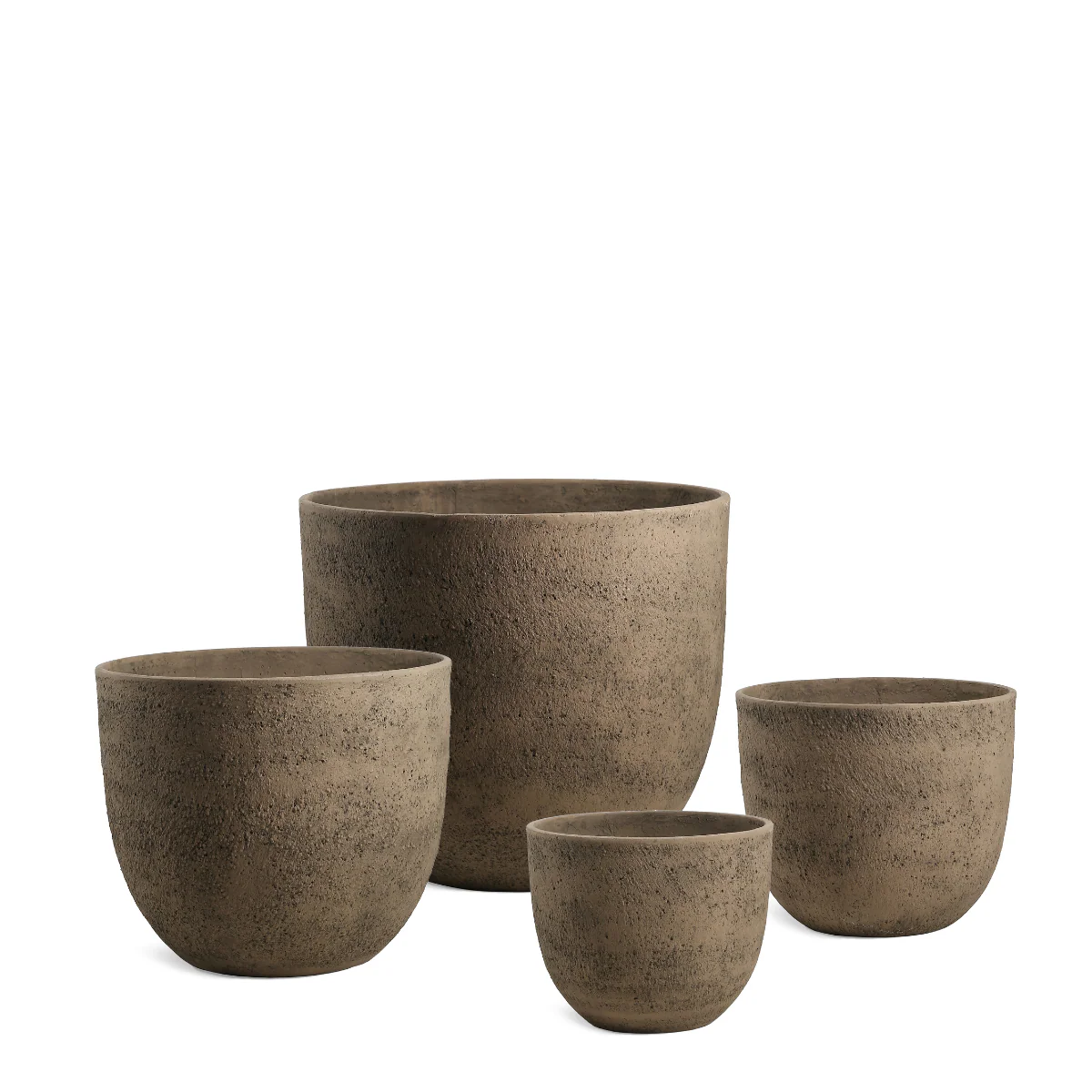 4 Cache-Pots Terra arrondis marron clair