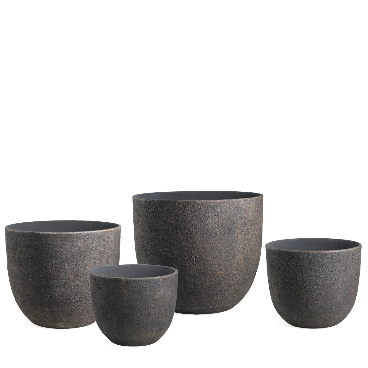 4 Cache-Pots Terra arrondis marron foncé