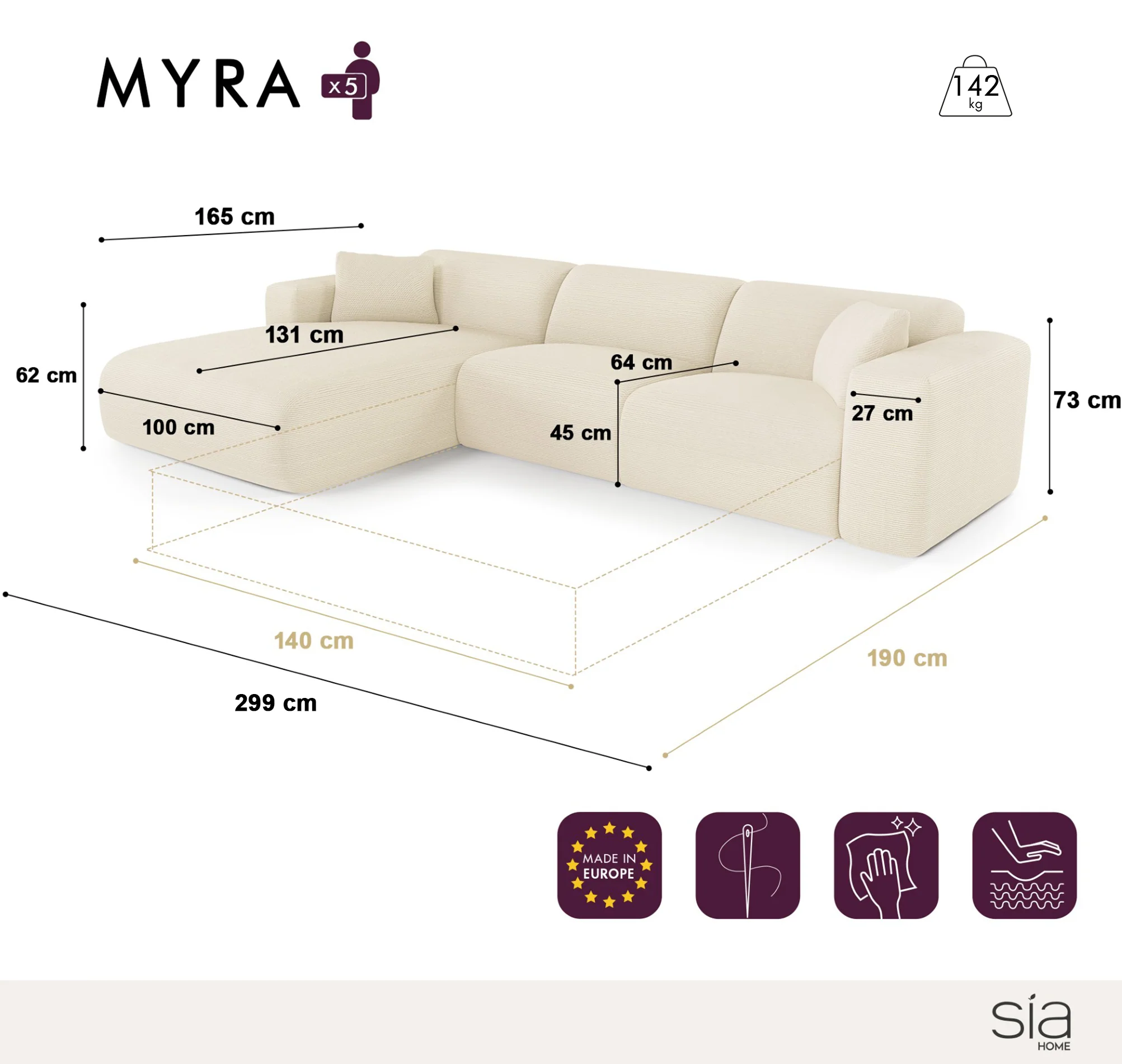 Canapé Convertible Angle Gauche Myra - Image 8