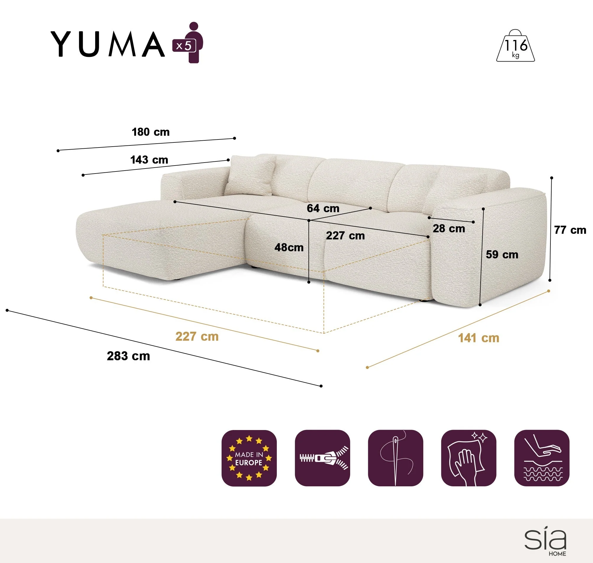 Canapé Convertible Angle Gauche Yuma - Image 7
