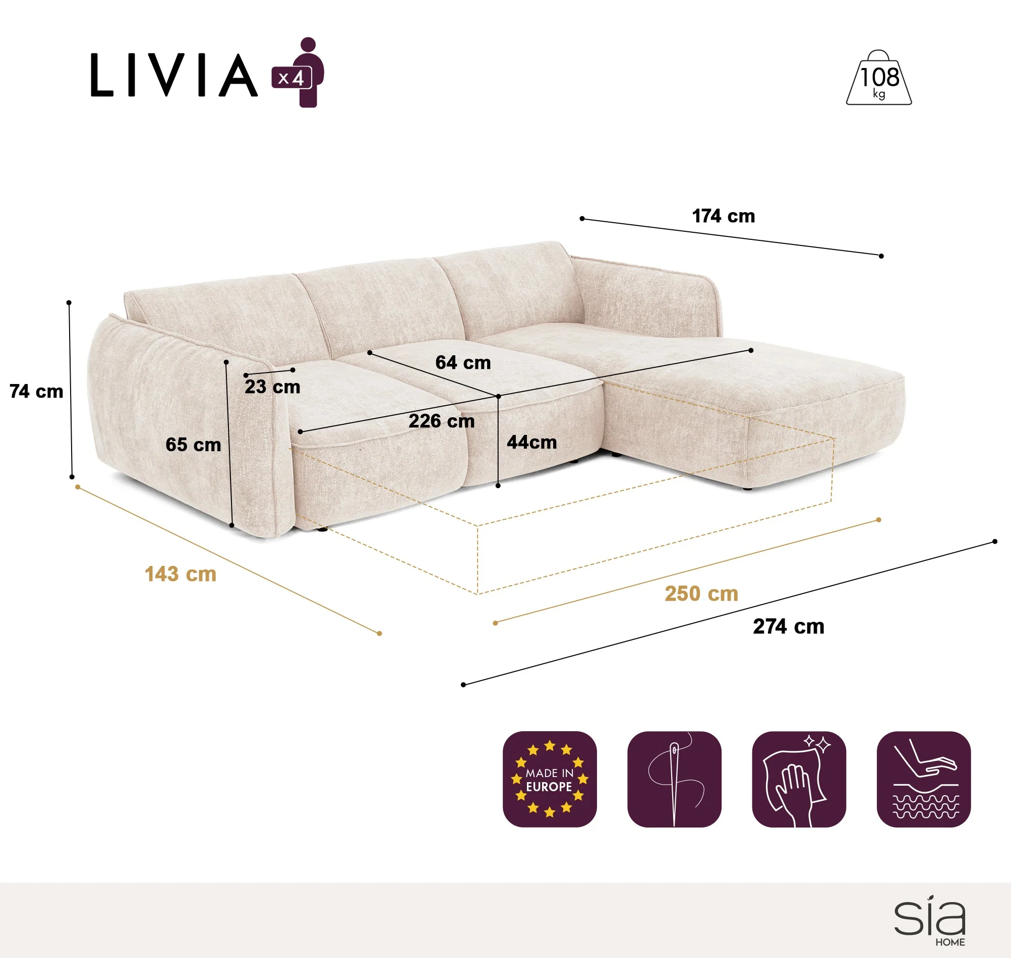 Canapé convertible Angle Droit Livia - Image 7
