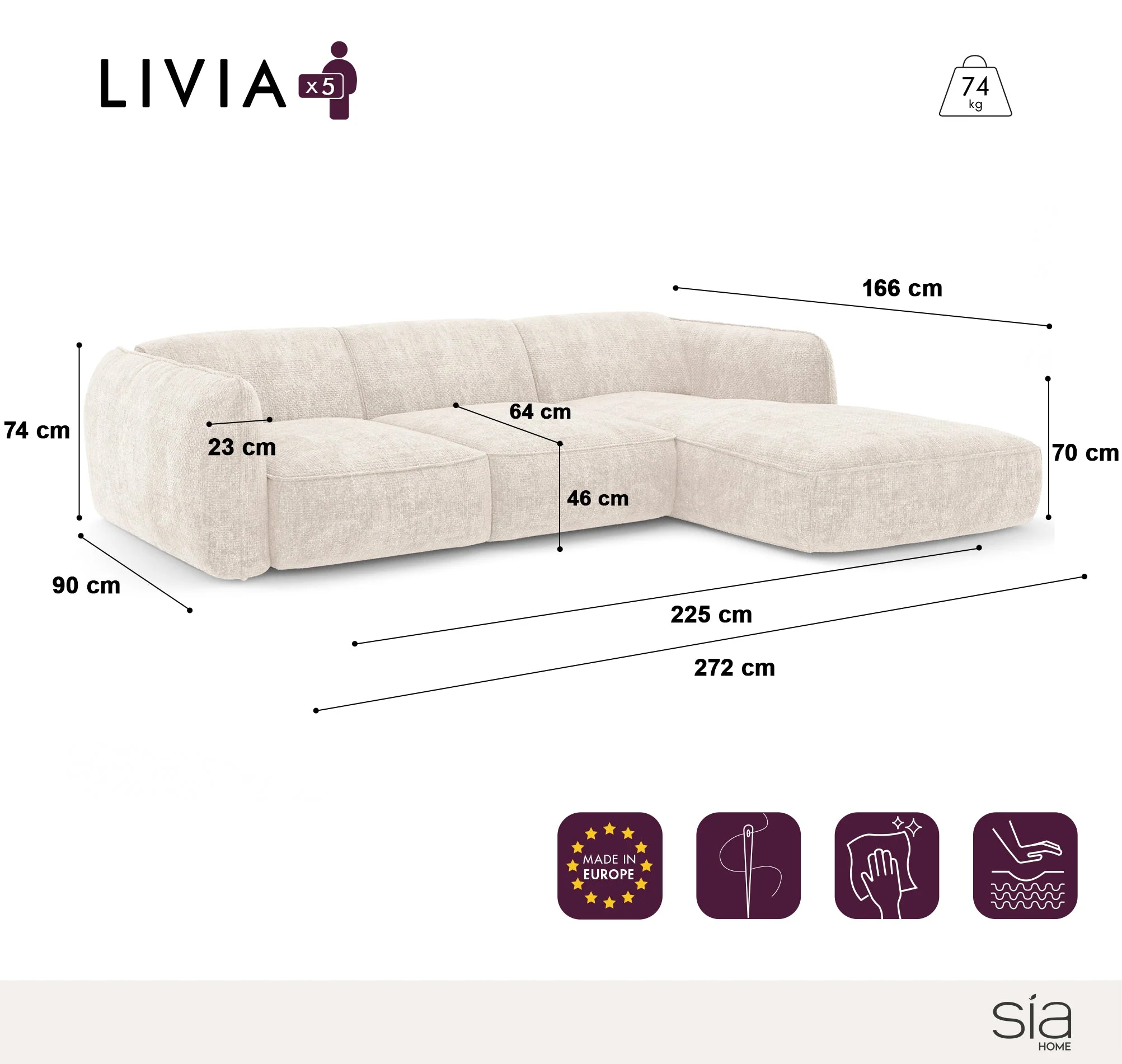 Canapé D'Angle Droit Livia - Image 21