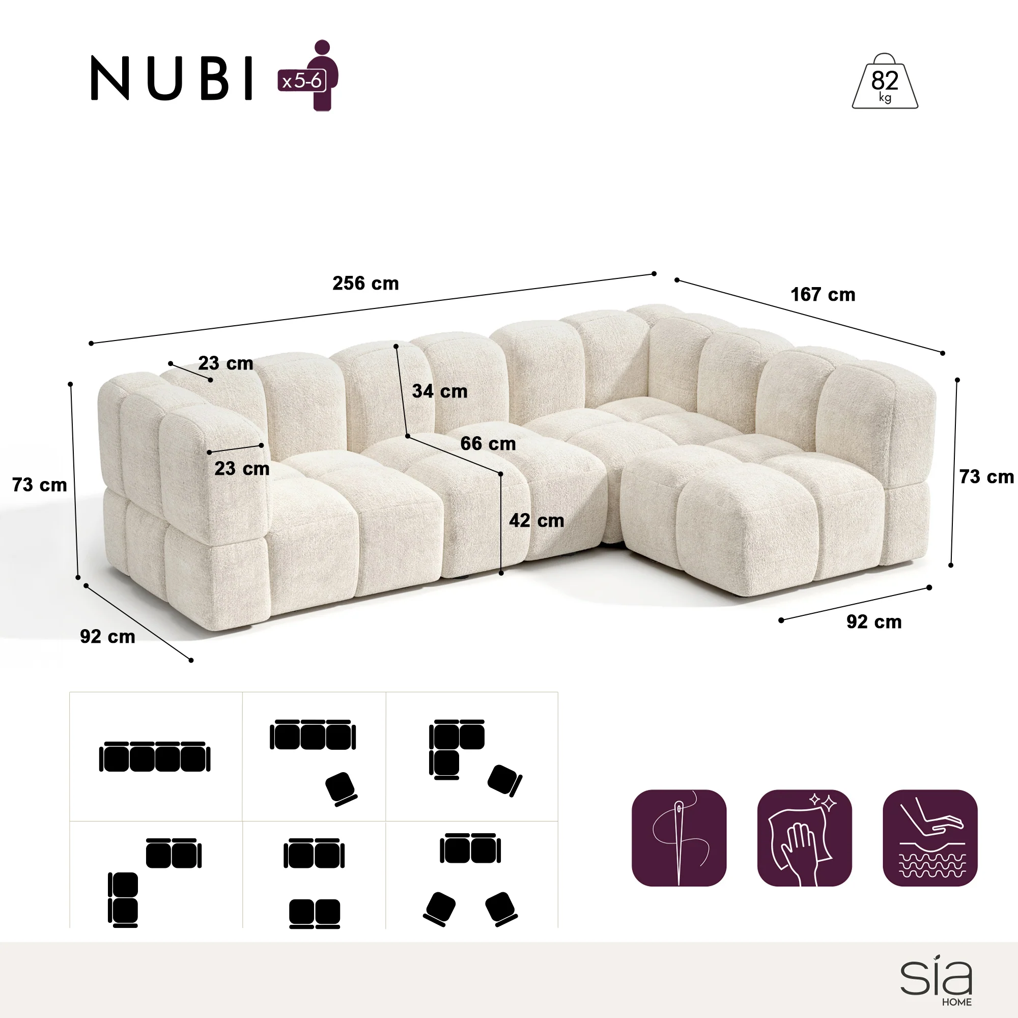 Canapé d'angle droit modulable NUBI - Image 3