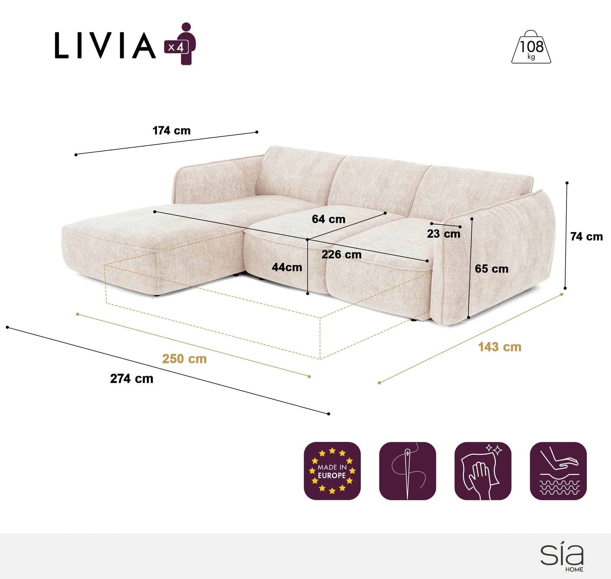 Canapé convertible Angle Gauche Livia - Image 7