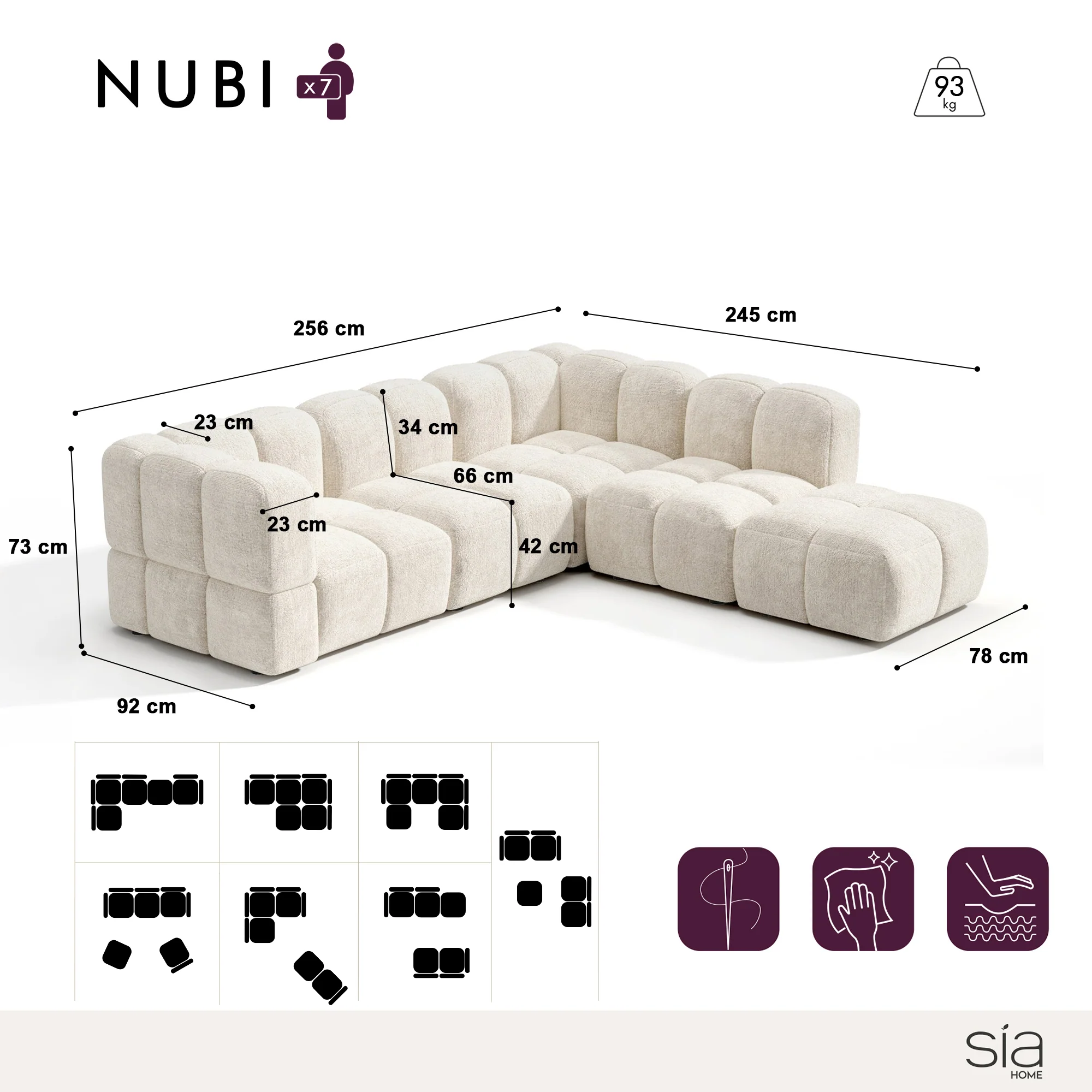 Canapé grand angle droit modulable NUBI - Image 3