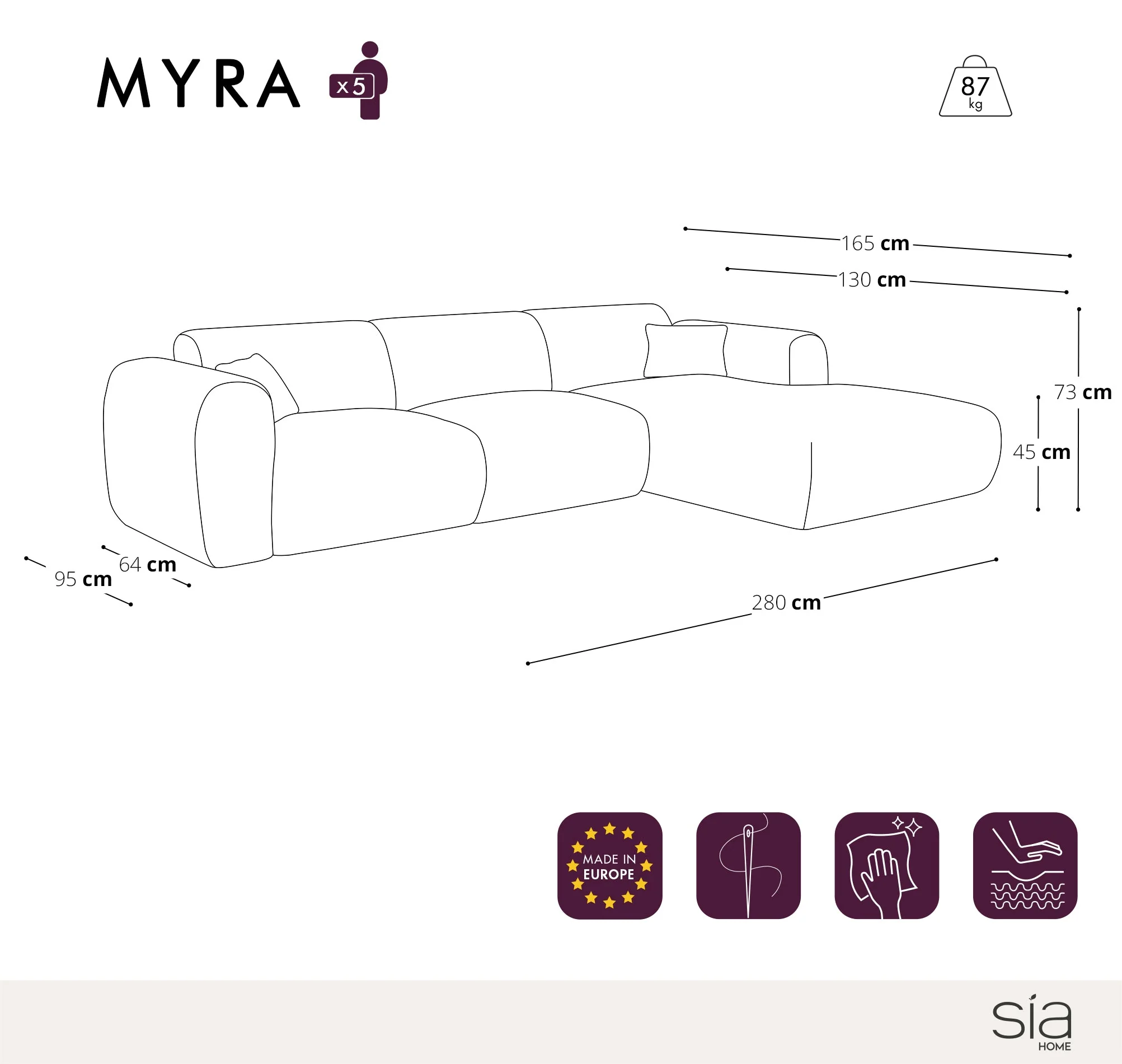 Canapé Grand Angle Droit Myra - Image 4