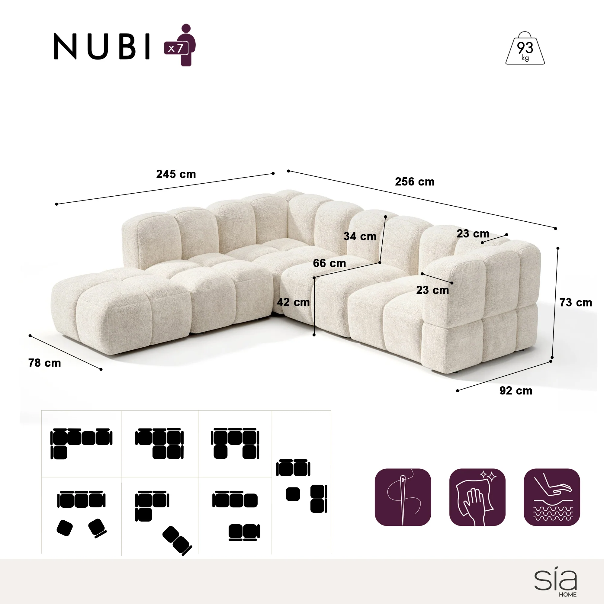 Canapé grand angle gauche modulable NUBI - Image 3