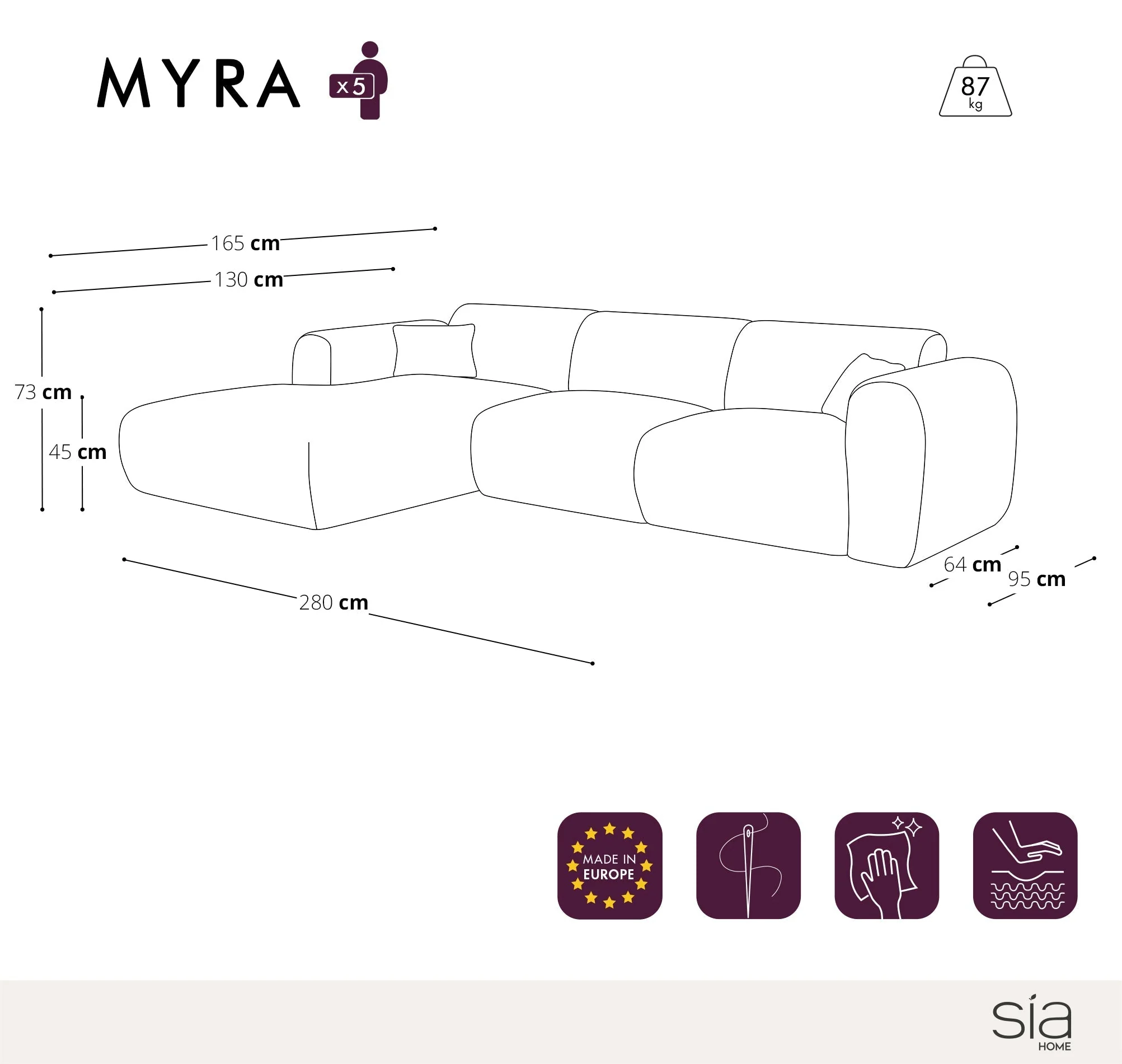 Canapé Grand Angle Gauche Myra - Image 4
