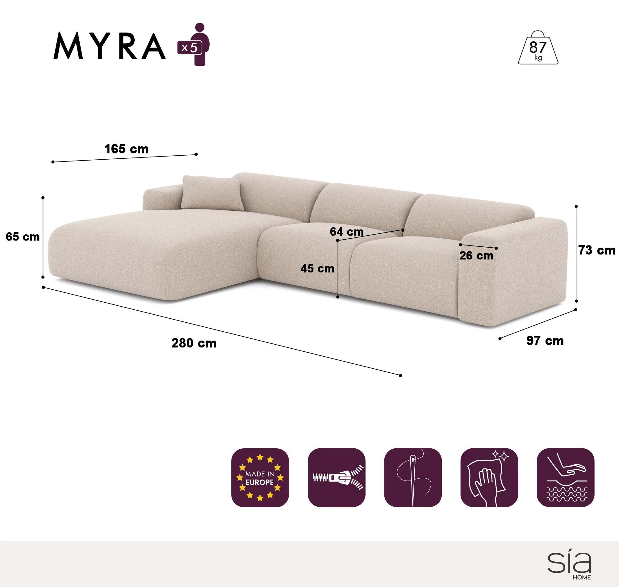Canapé Angle Gauche Myra - Image 5
