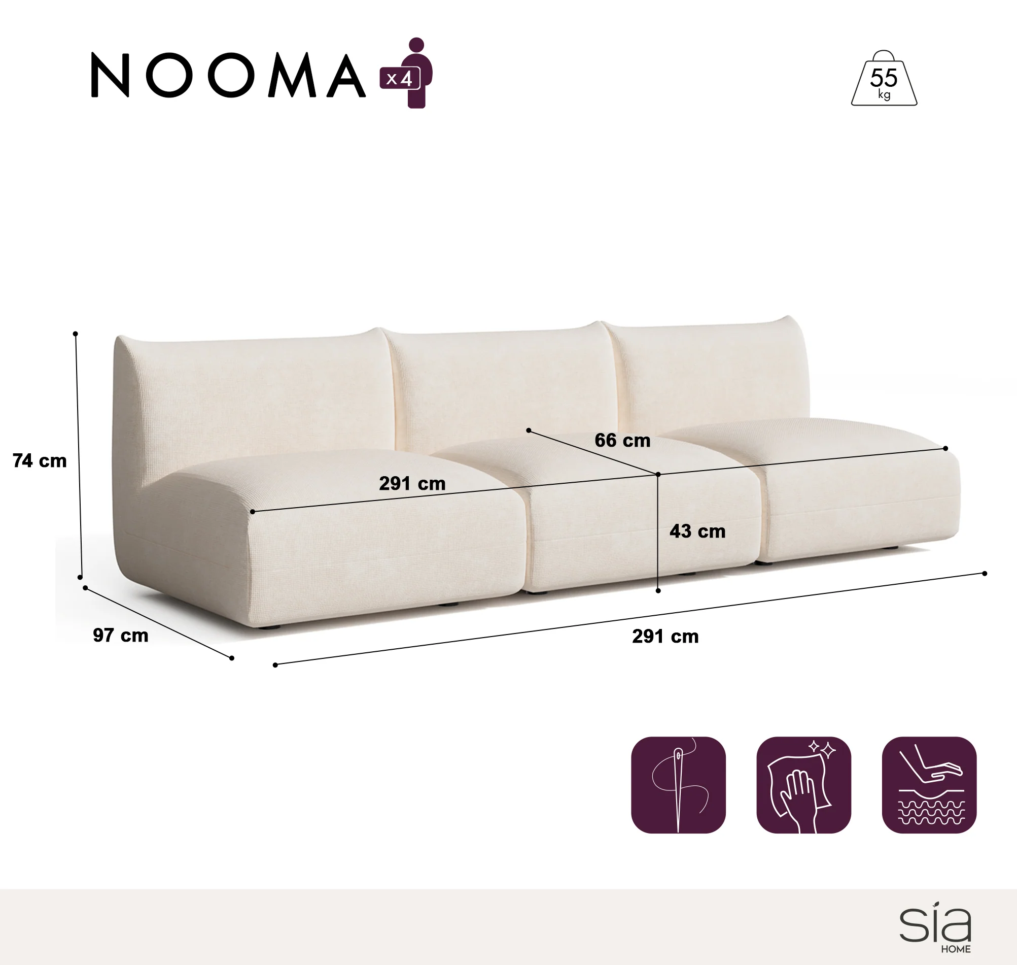 Canapé modulable 4-5 places Nooma - Image 6