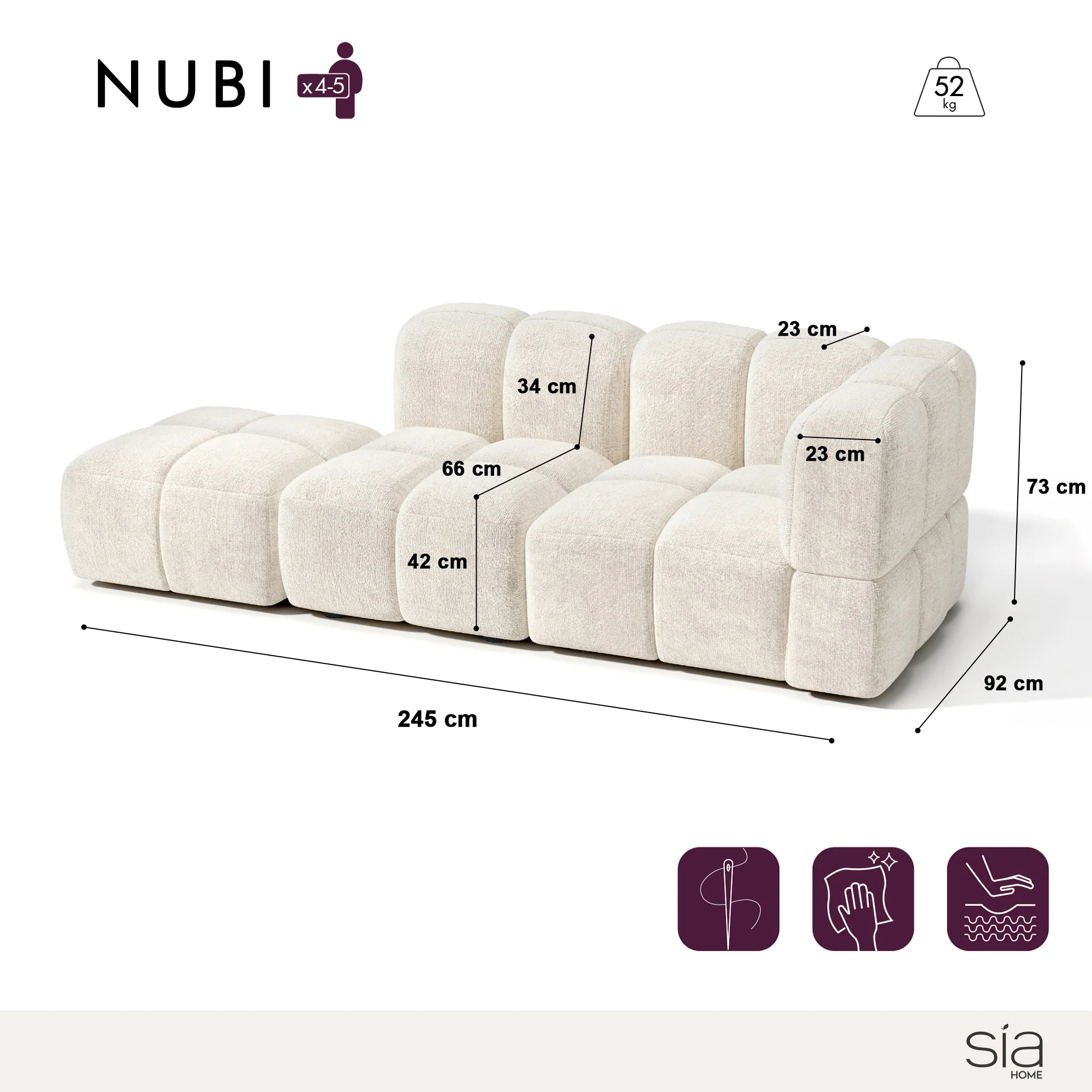 Canapé modulable droit NUBI - Image 3
