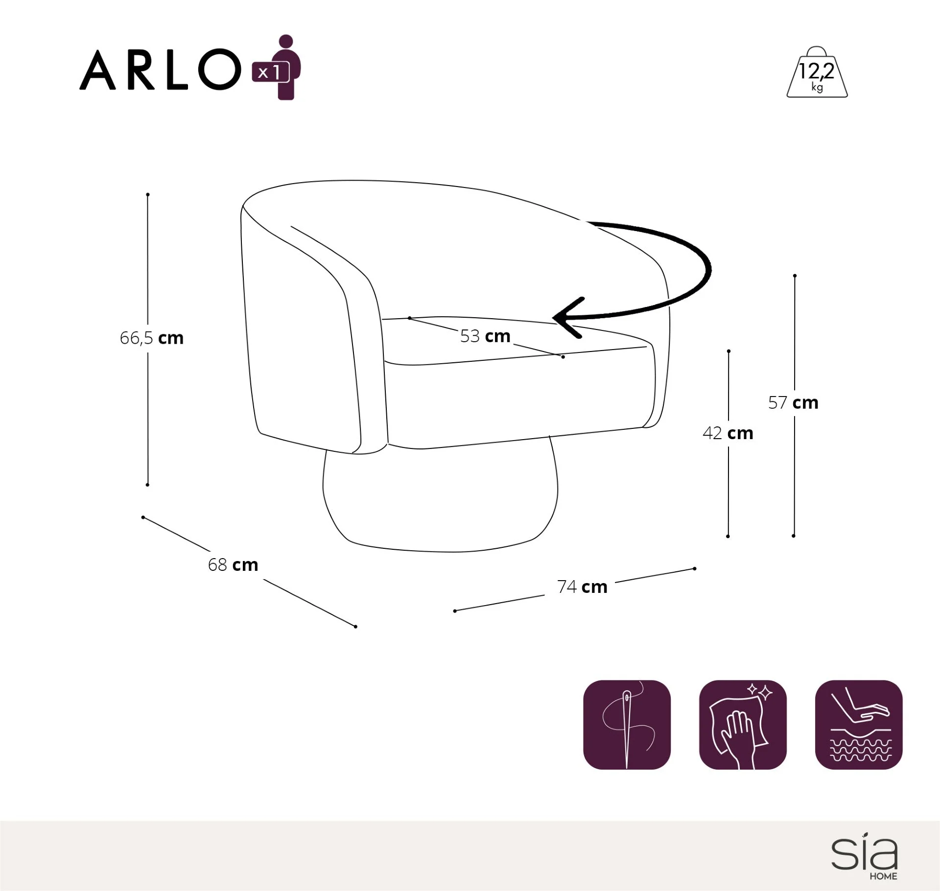 Fauteuil pivotant ARLO - Image 6