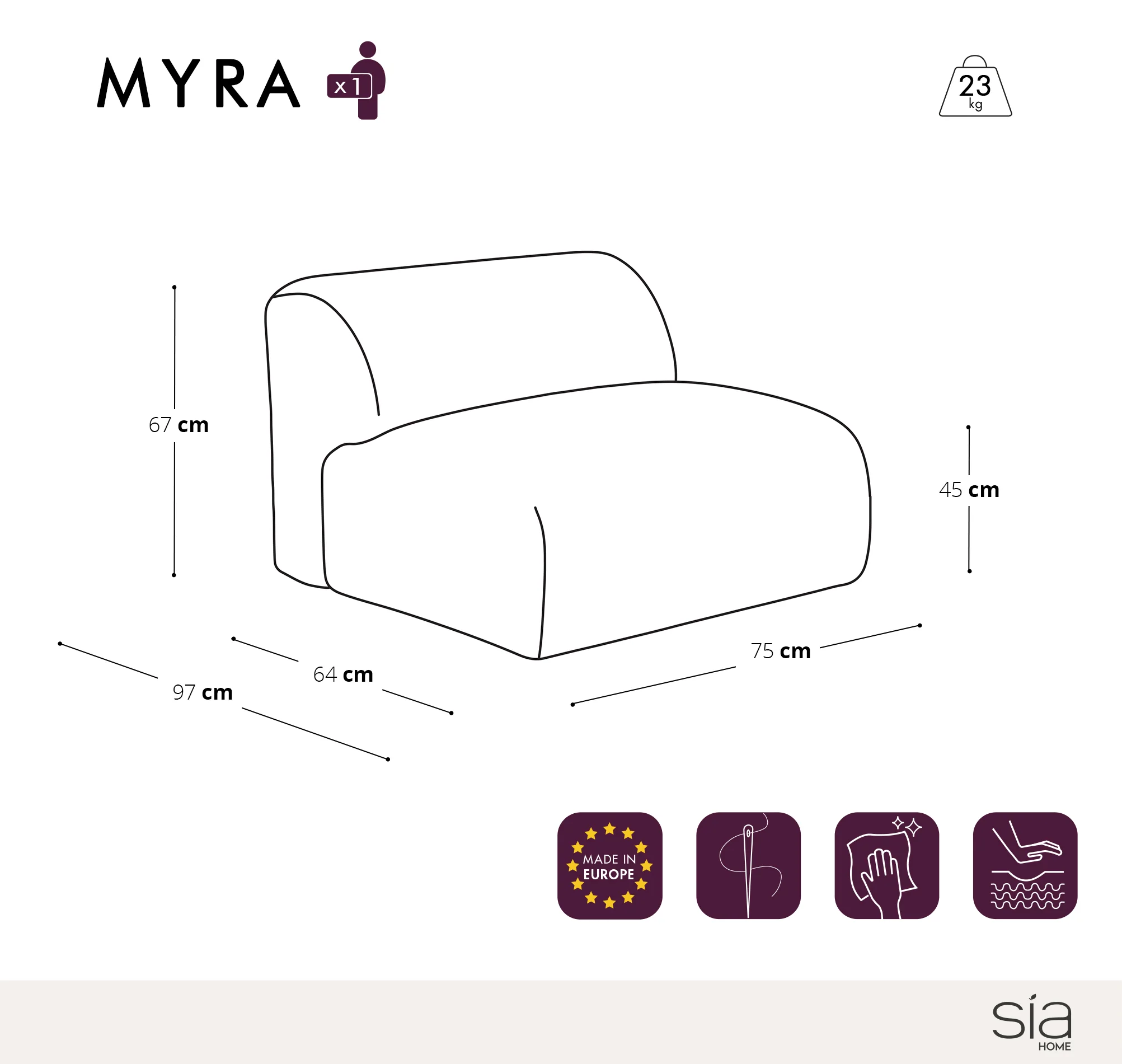 Fauteuil Myra Sans Accoudoirs - Image 5
