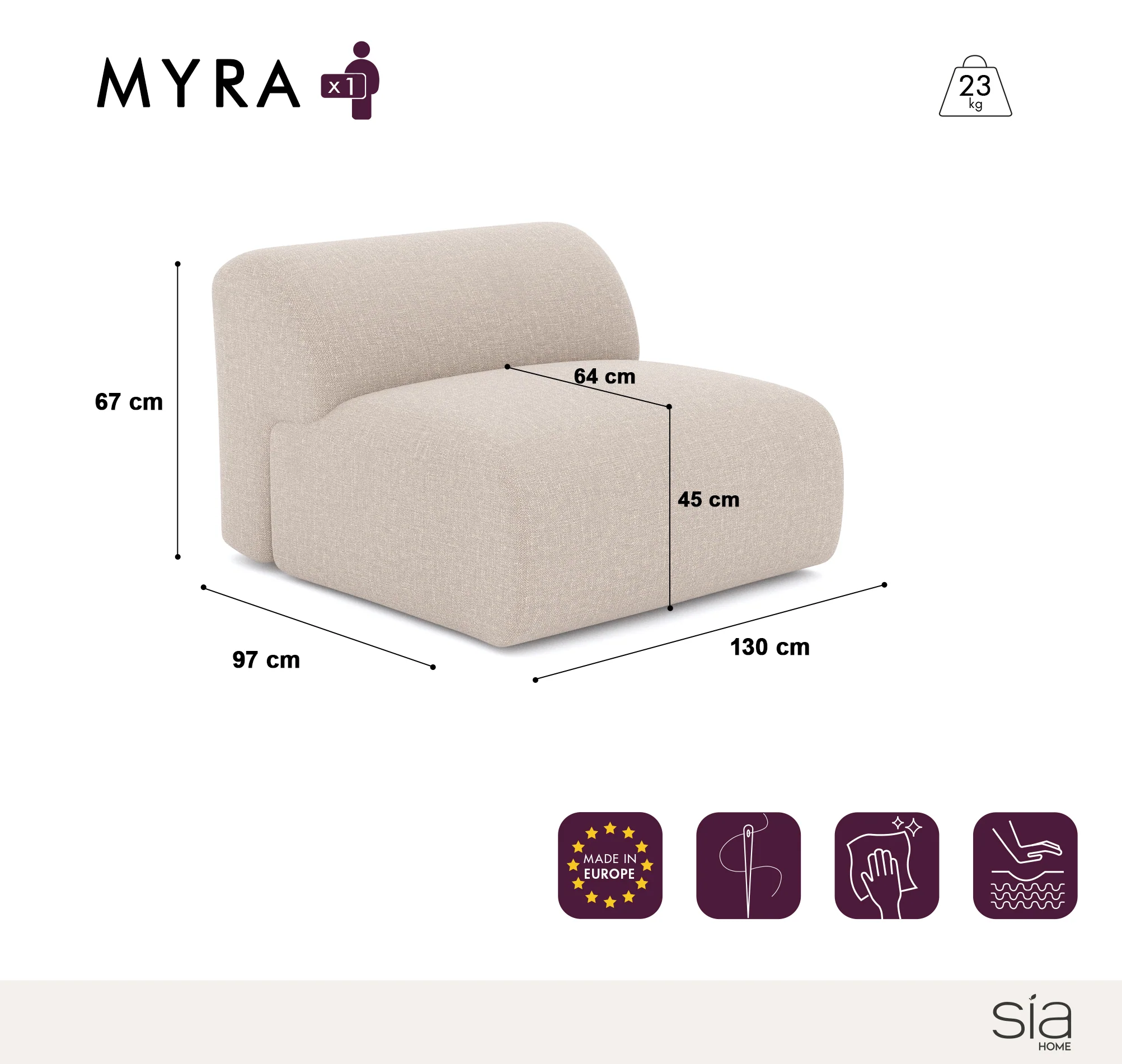 Fauteuil Myra Sans Accoudoirs - Image 5