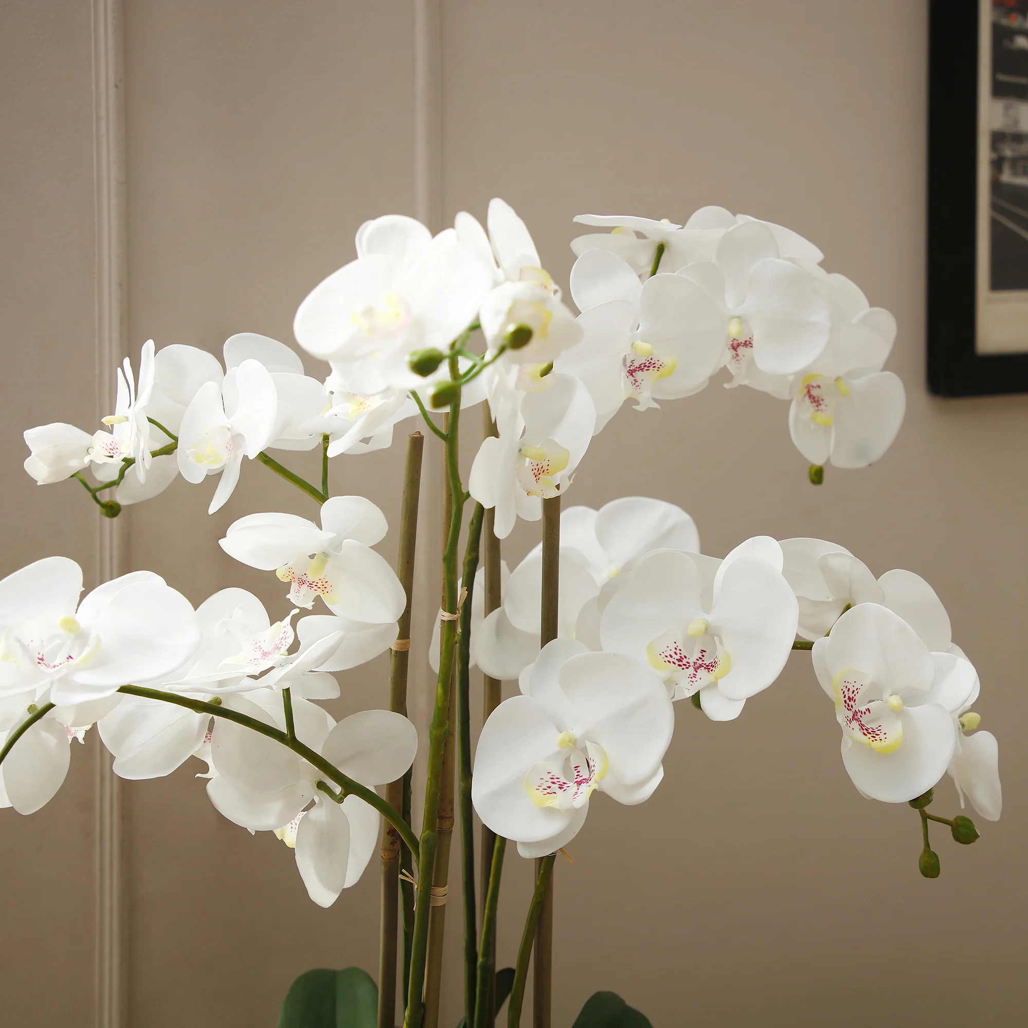 Composition d'Orchidée Artificielle Vase gris - Image 3