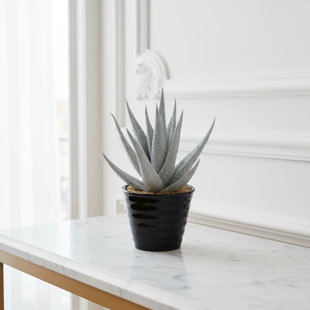 Succulente Haworthia pailletée en pot - Image 2