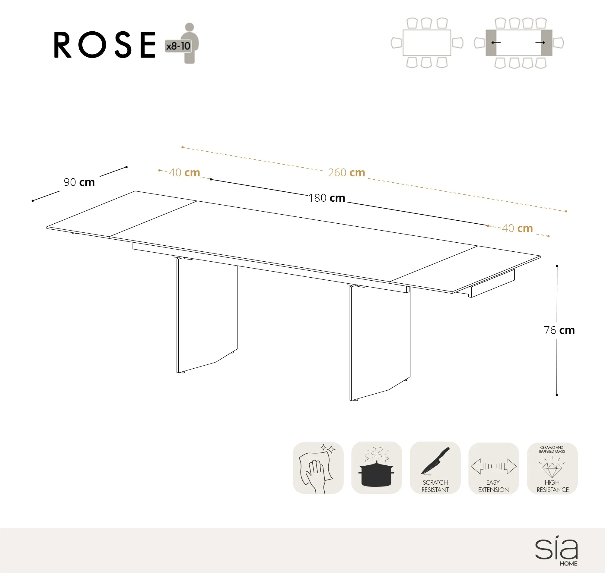 Table à manger extensible Rose - Image 14
