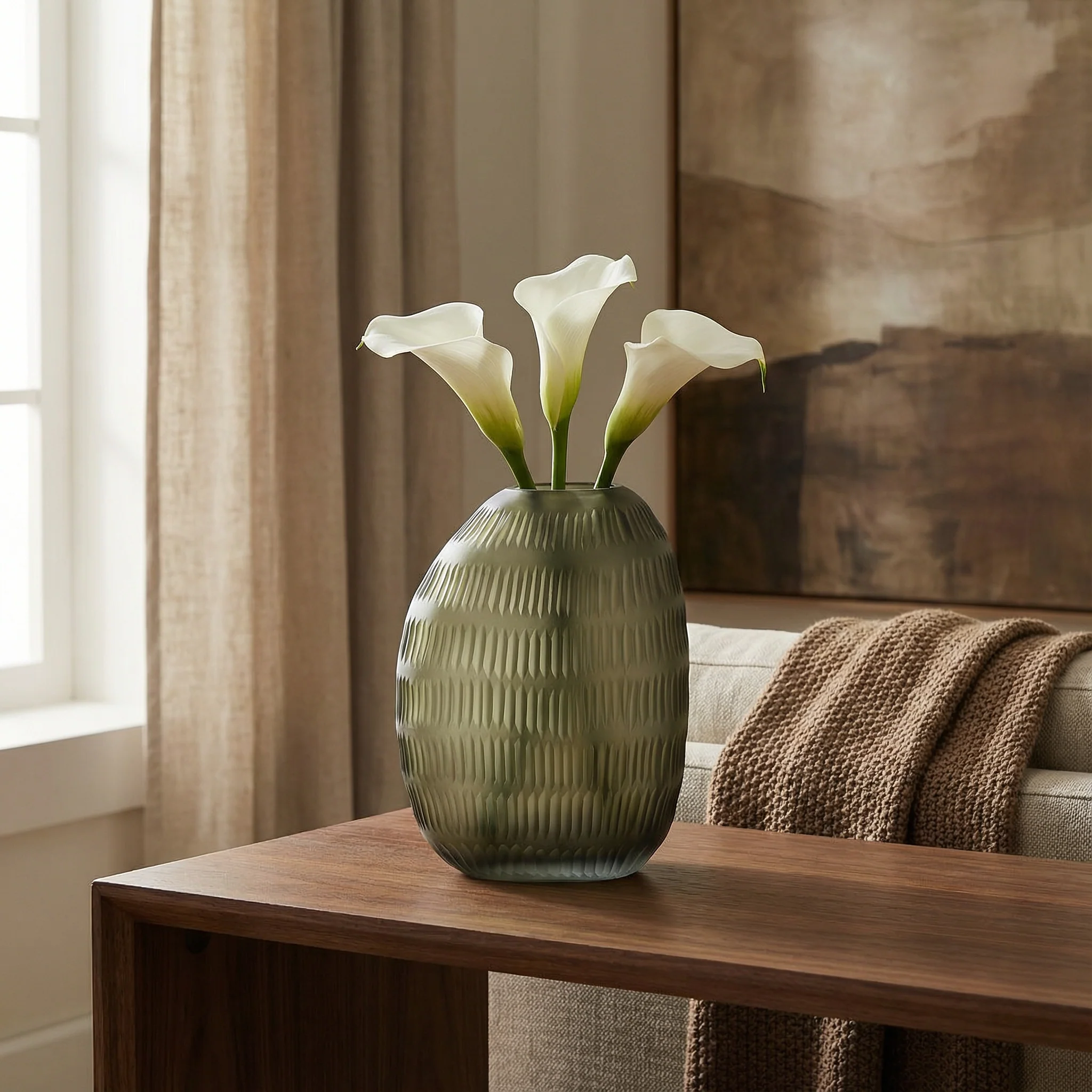 Vase en verre soufflé découpé Verdalys 25 cm - Image 2