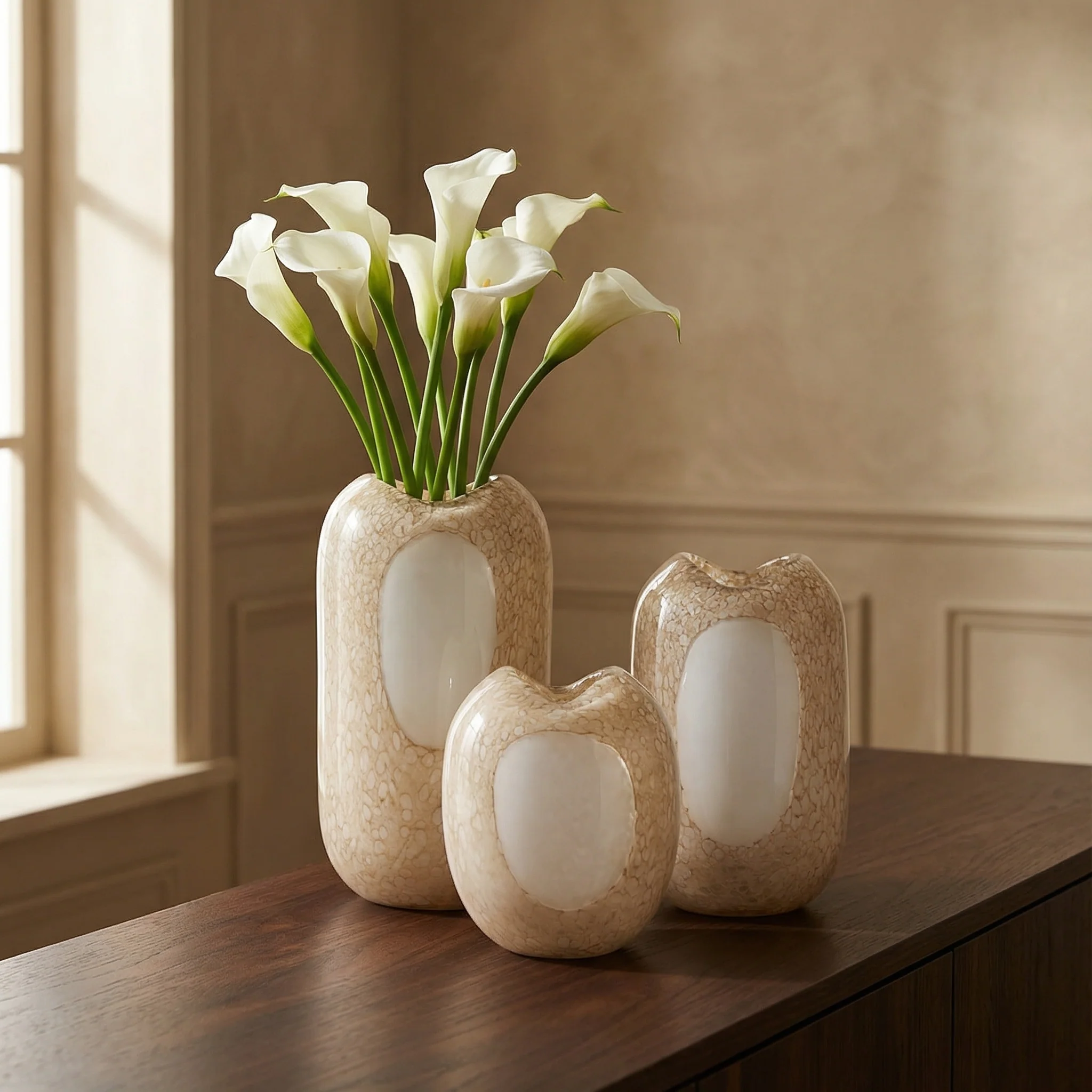 Vase en verre soufflé Opale 22 cm - Image 3